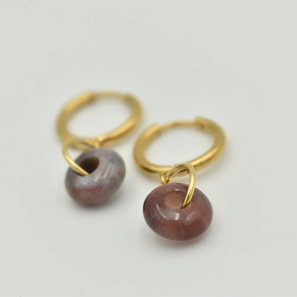 Kolczyki z Agatem Indyjskim - Agate Hoops #1 3 Kolczyki z Agatem Indyjskim - Agate Hoops #1 - obrazek 3