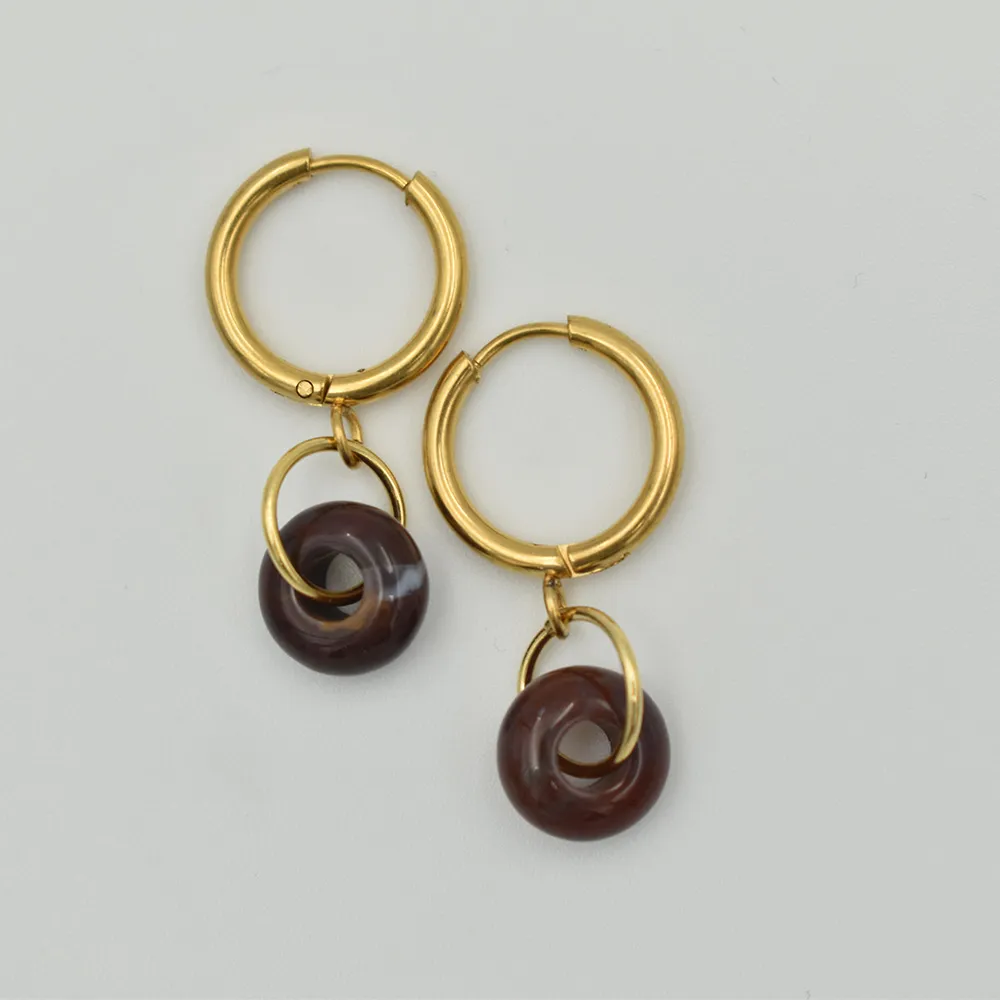 Kolczyki z Agatem Indyjskim - Agate Hoops #2 4 Kolczyki z Agatem Indyjskim - Agate Hoops #2 - obrazek 4