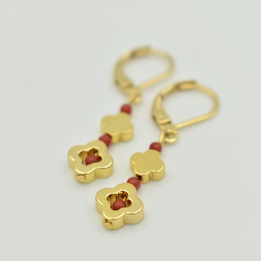 Moroccan - Kolczyki z Hematytem i Koralem 3 Moroccan - Kolczyki z Hematytem i Koralem - obrazek 3