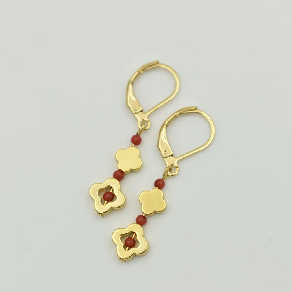 Moroccan - Kolczyki z Hematytem i Koralem 4 Moroccan - Kolczyki z Hematytem i Koralem - obrazek 4