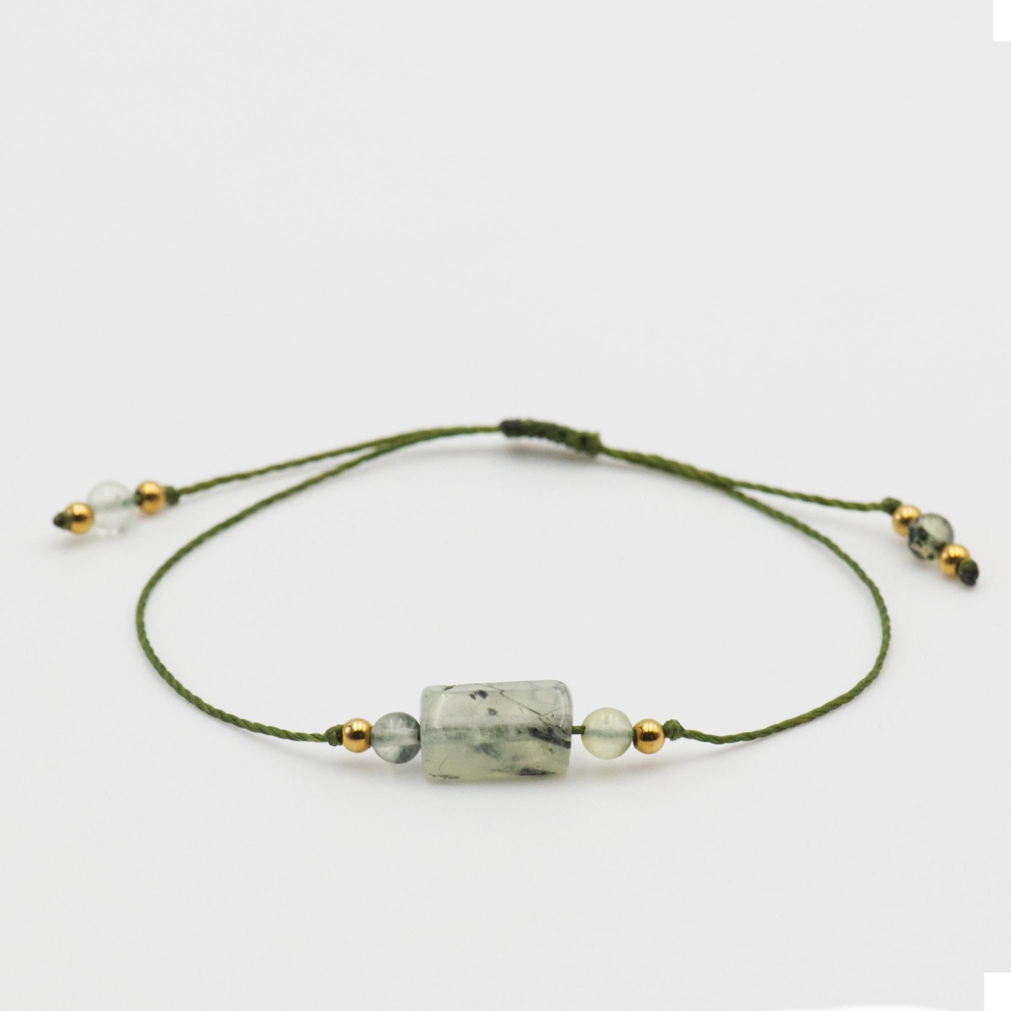 Bransoletka z kamieniem - PREHNIT - ONE #2 1 bransoletka z kolekcji one gem z prehnitem na zielonym sznurku