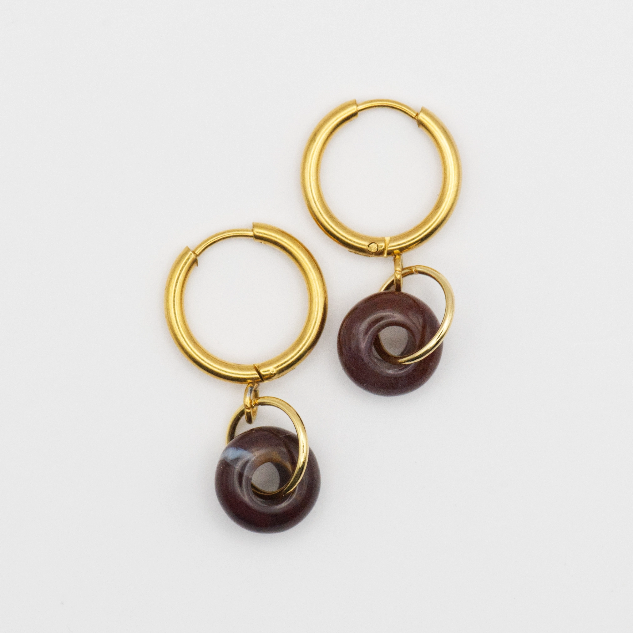 Kolczyki z Agatem Indyjskim - Agate Hoops #2 1 kolczyki z agatem indyjskim z kolekcji hoops z zapięciem ze stali chirurgicznej