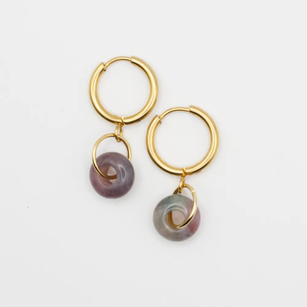 Kolczyki z Agatem Indyjskim - Agate Hoops #4 3 Kolczyki z Agatem Indyjskim - Agate Hoops #4 - obrazek 3