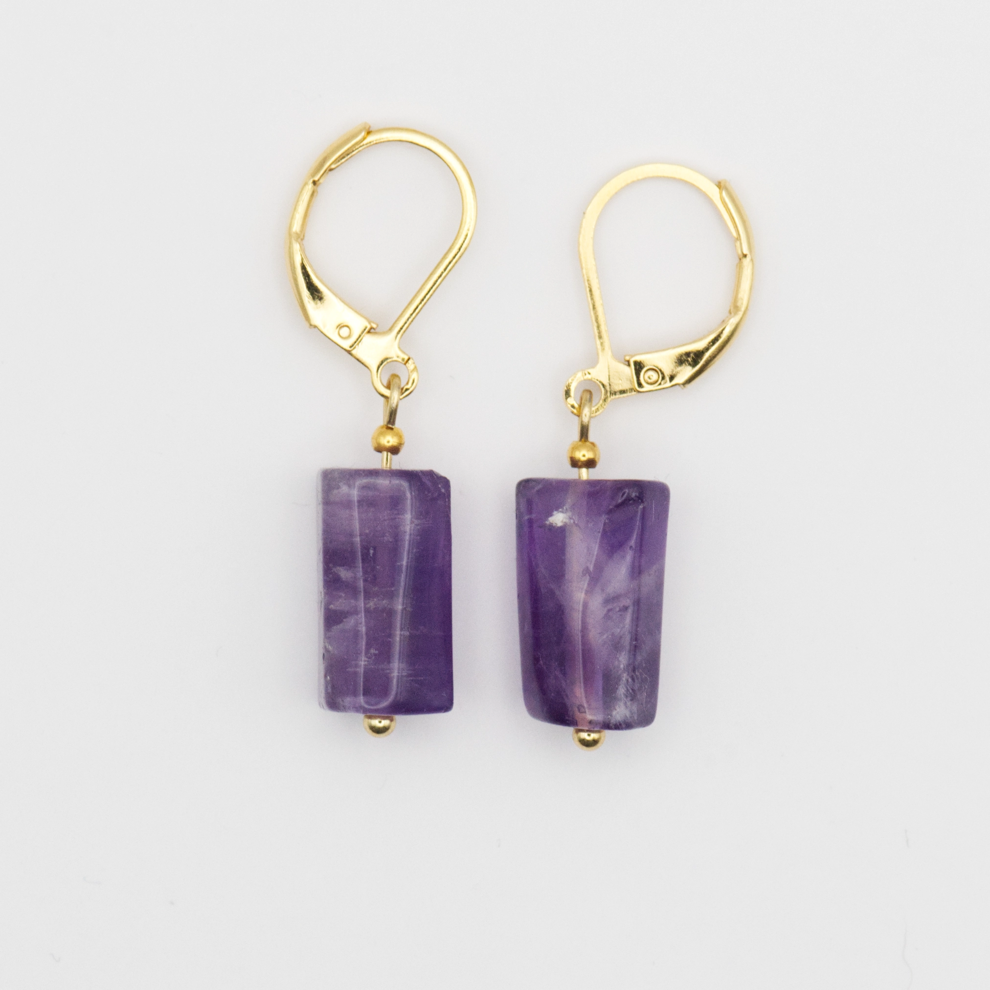 KOLCZYKI Z AMETYSTEM 2 kolczyki z ametystem z zapięciami ze stali chirurgicznej