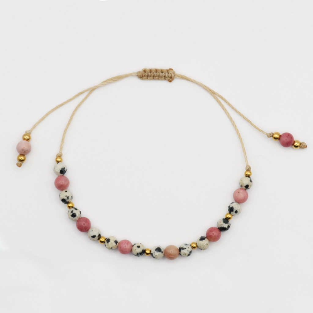 bransoletka z rodonitem i jaspisem dalmatyńskim