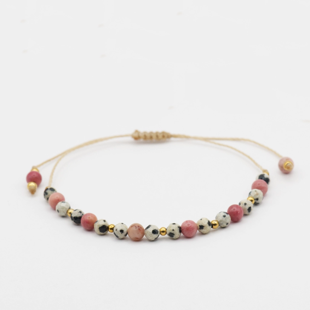 bransoletka z rodonitem i jaspisem dalmatyńskim