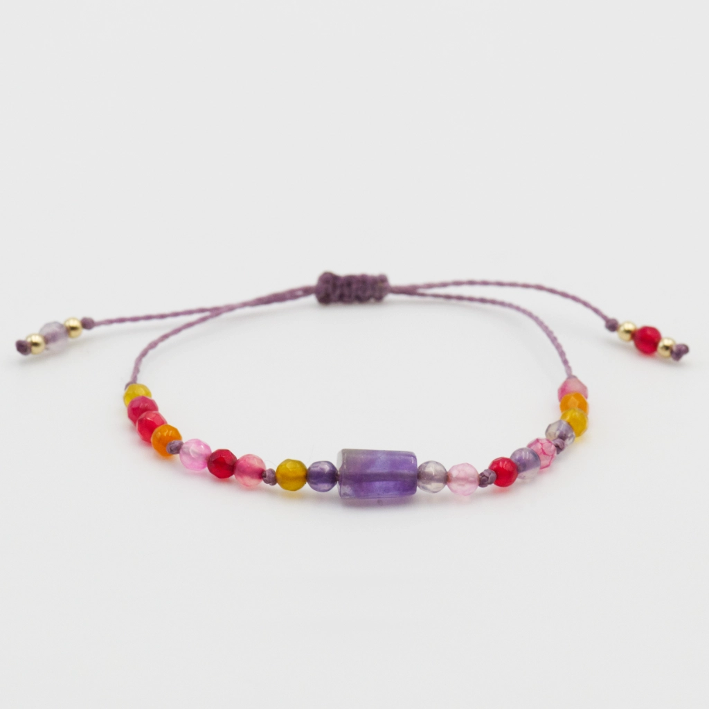 Bransoletka z kamieni naturalnych z Ametystem - FLOWERS