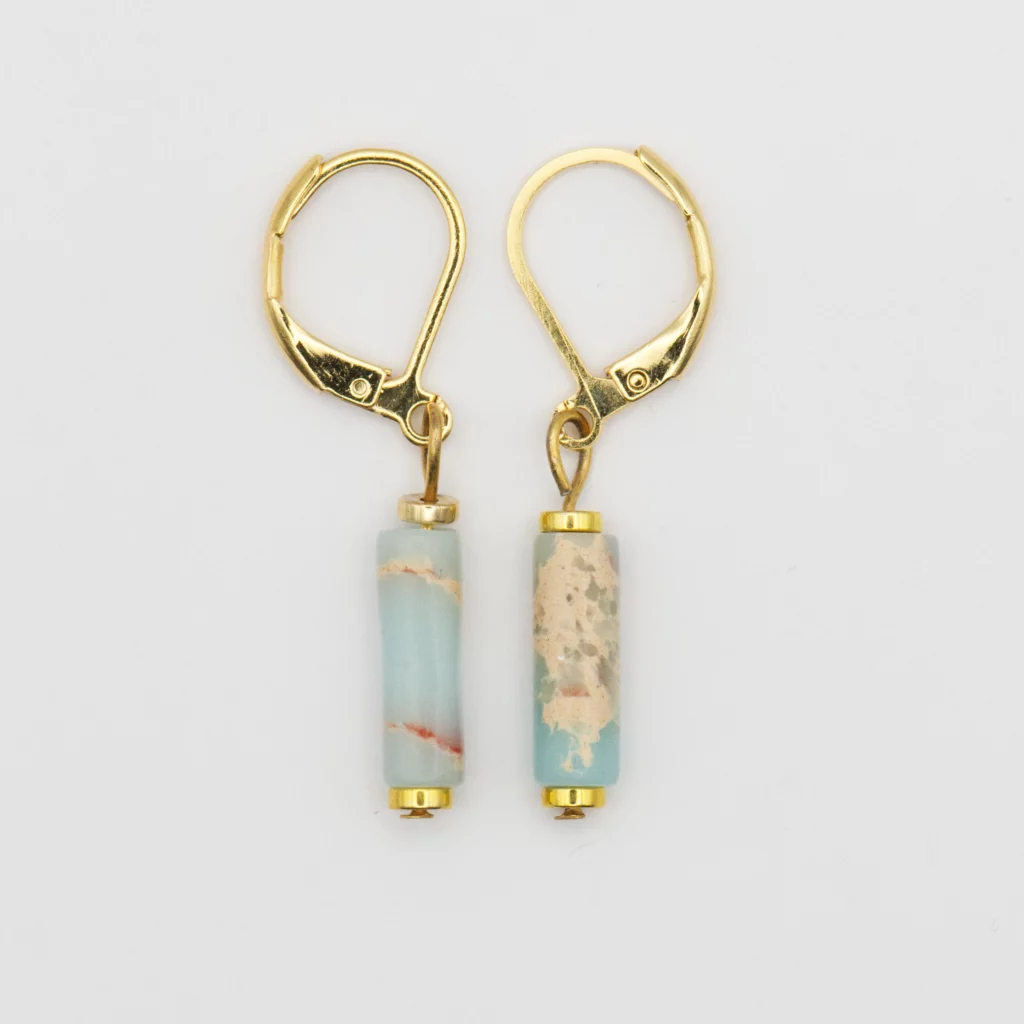 kolczyki z jaspisem cesarskim w kształcie słupka