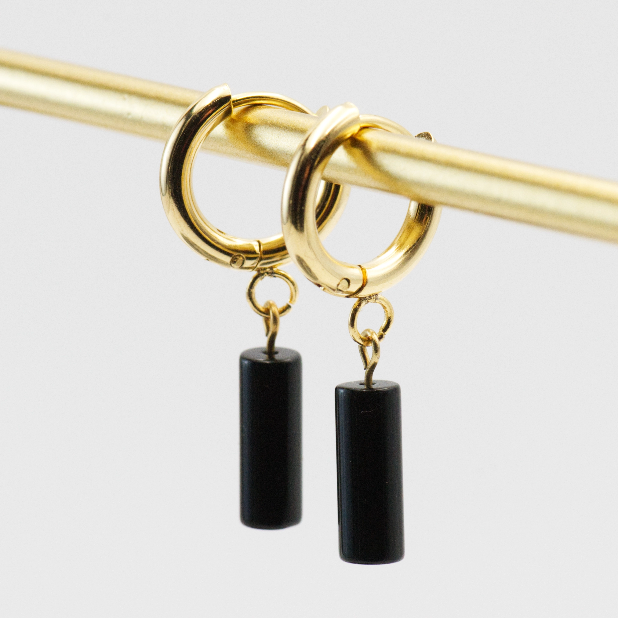 Kolczyki z onyksem - Elegant Onyks 2 kolczyki ze stali chirurgicznej z onyksem