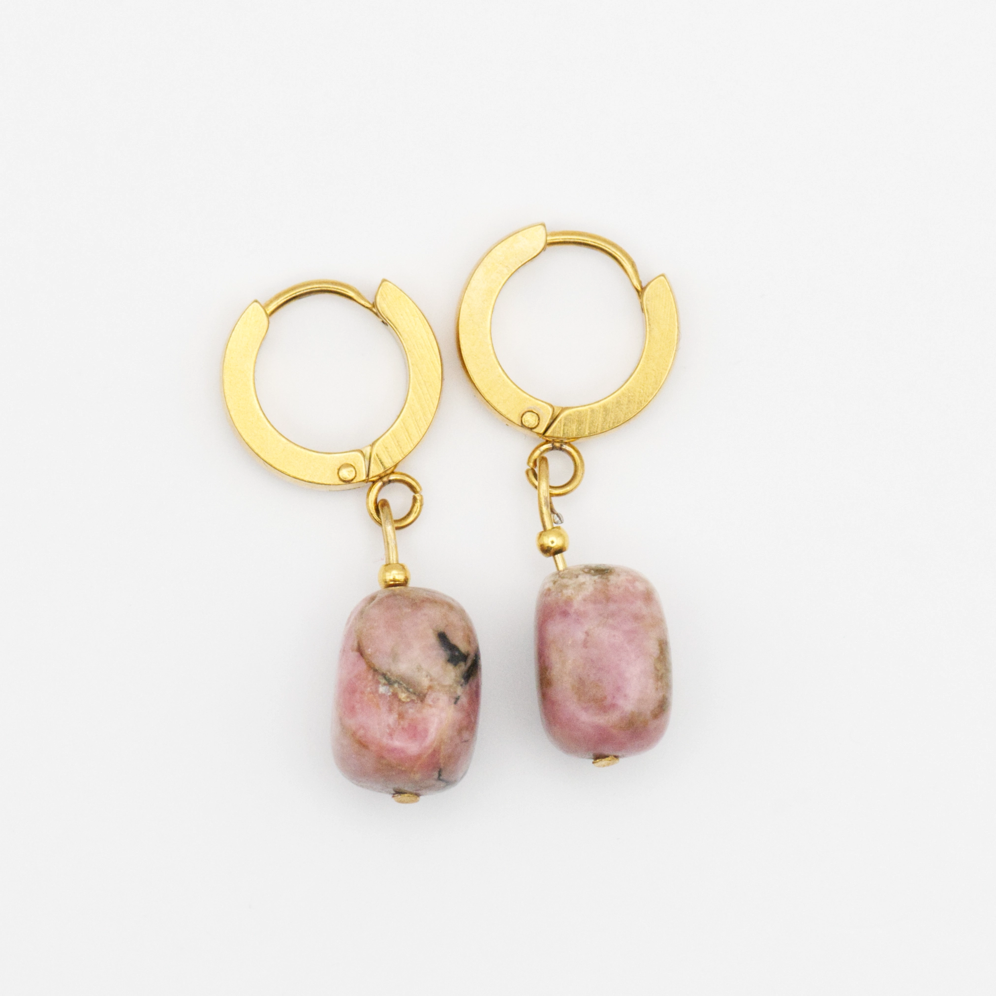 Kolczyki z Rodochrozytem - CUBE 1 kolczyki z dużymi zapięciami z rodonitem