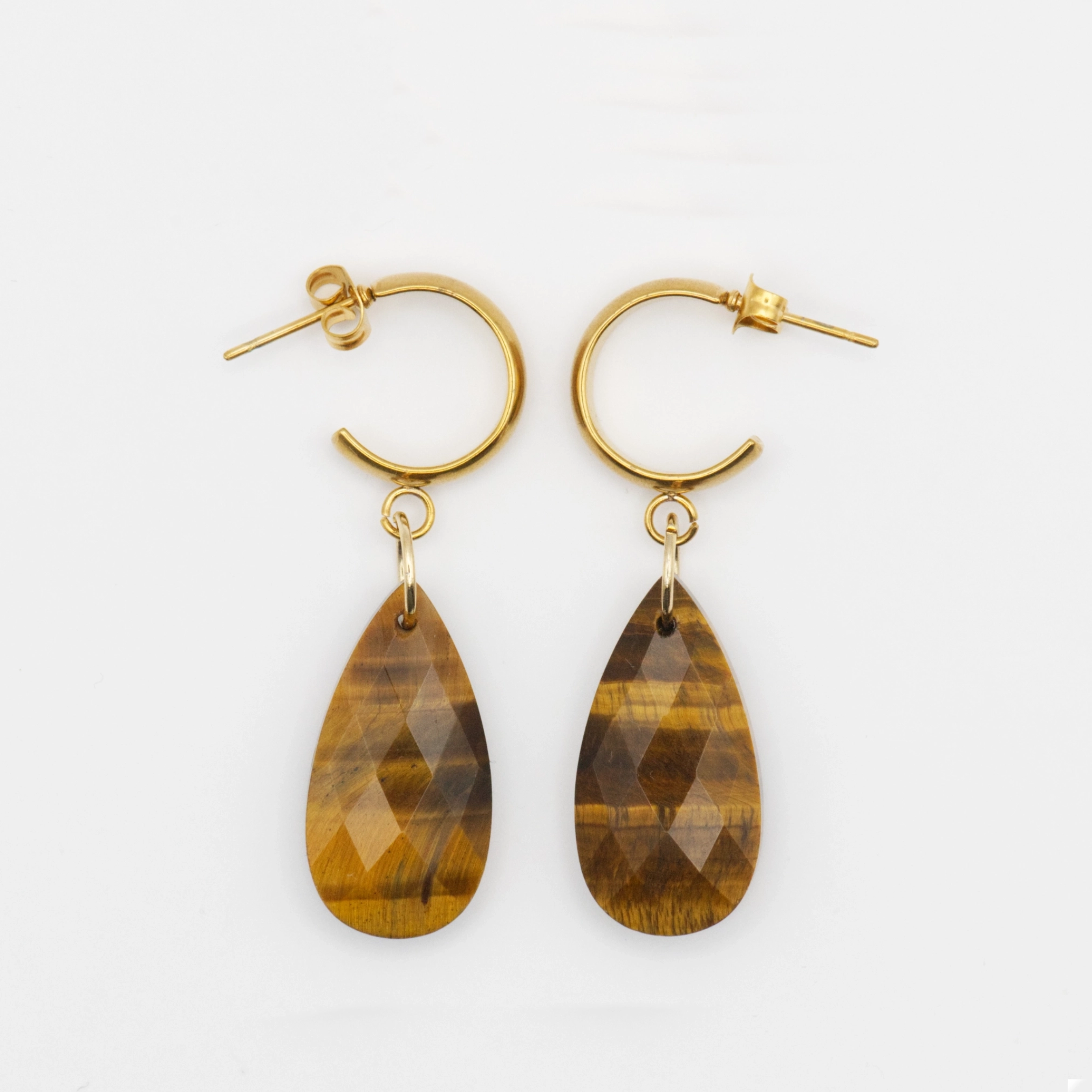 Kolczyki z Tygrysim okiem - Tygrysie Łzy 1 kolczyki z tygrysim okiem na zapięciach ze stali chirurgicznej