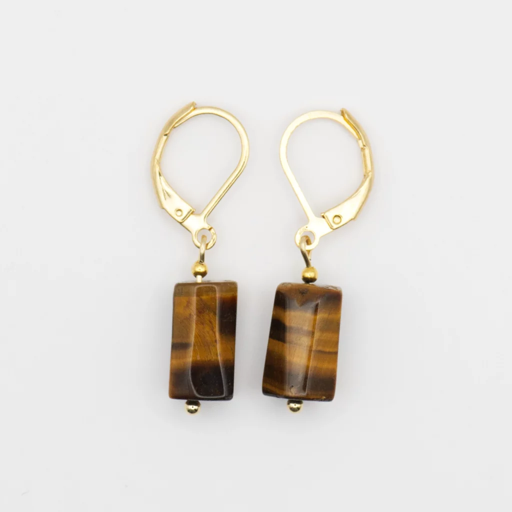 kolczyki ze stali chirurgicznej z tygrysim okiem