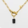 Naszyjnik z czarnym turmalinem na łańcuszku - Elegant Black Turmalin 5 naszyjnik z czarnym turmalinem na łańcuszku ze stali chirurgicznej