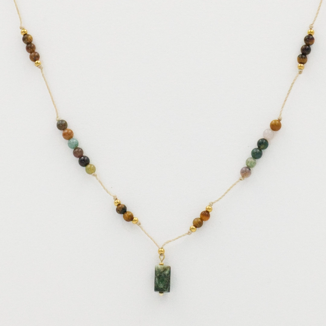 Naszyjnik z kamieniami naturalnymi i lepidolitem - Forest Beige 2 naszyjnik z kolekcji naturals o nazwie forest z zielonym lepidolitem