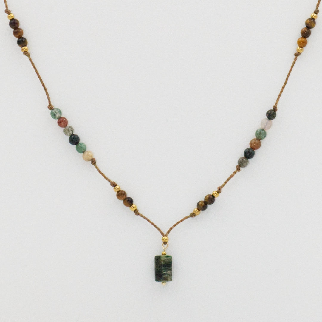 Naszyjnik z kamieniami naturalnymi i lepidolitem - Forest Brown 2 naszyjnik z kolekcji naturals o nazwie forest z zielonym lepidolitem