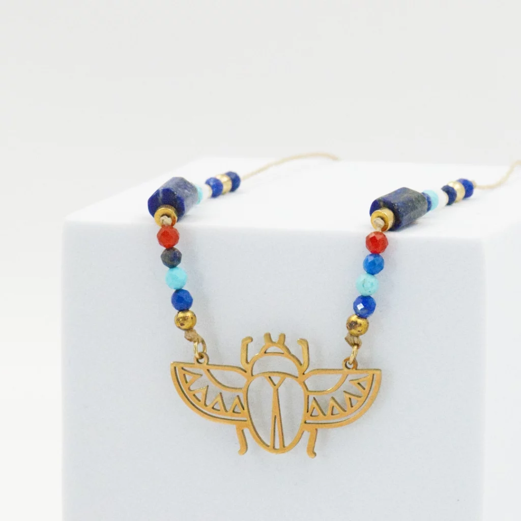 naszyjnik egypt ze skarabeuszem ze stali chirurgicznej