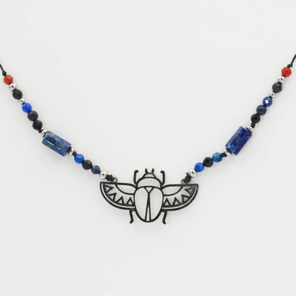 naszyjnik egypt ze skarabeuszem ze stali chirurgicznej night