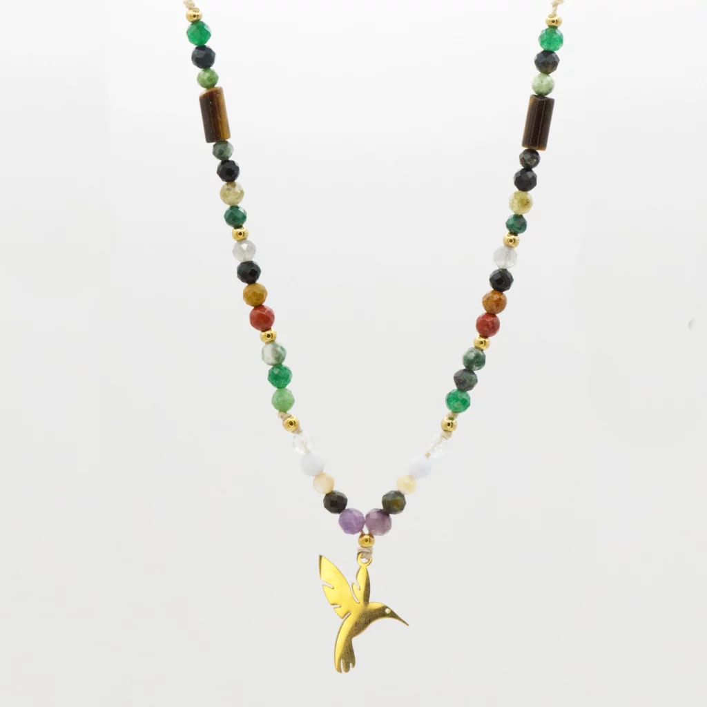 naszyjnik z kolekcji art frida z kolibrem ze stali chirurgicznej