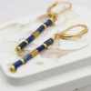DŁUGIE KOLCZYKI Z LAPISEM LAZULI I HEMATYTEM 5 kolczyki z hematytem i lapisem lazuli z biglami ze stali chirurgicznej