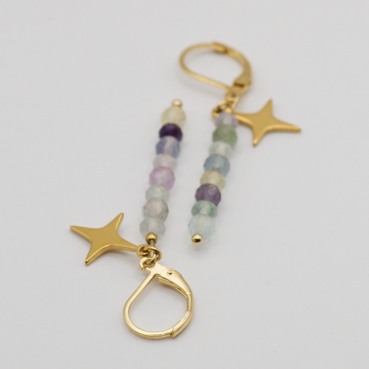 Kolczyki z Fluorytem - Star Dust 1 kolczyki stardust z fluorytu i zaiweszką ze stali chirurgicznej