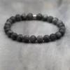 Męska bransoletka z kamieniami naturalnymi - Larvikit Matt Simple 4 bransoletka męska z larvikitem matowym pollygemstudio