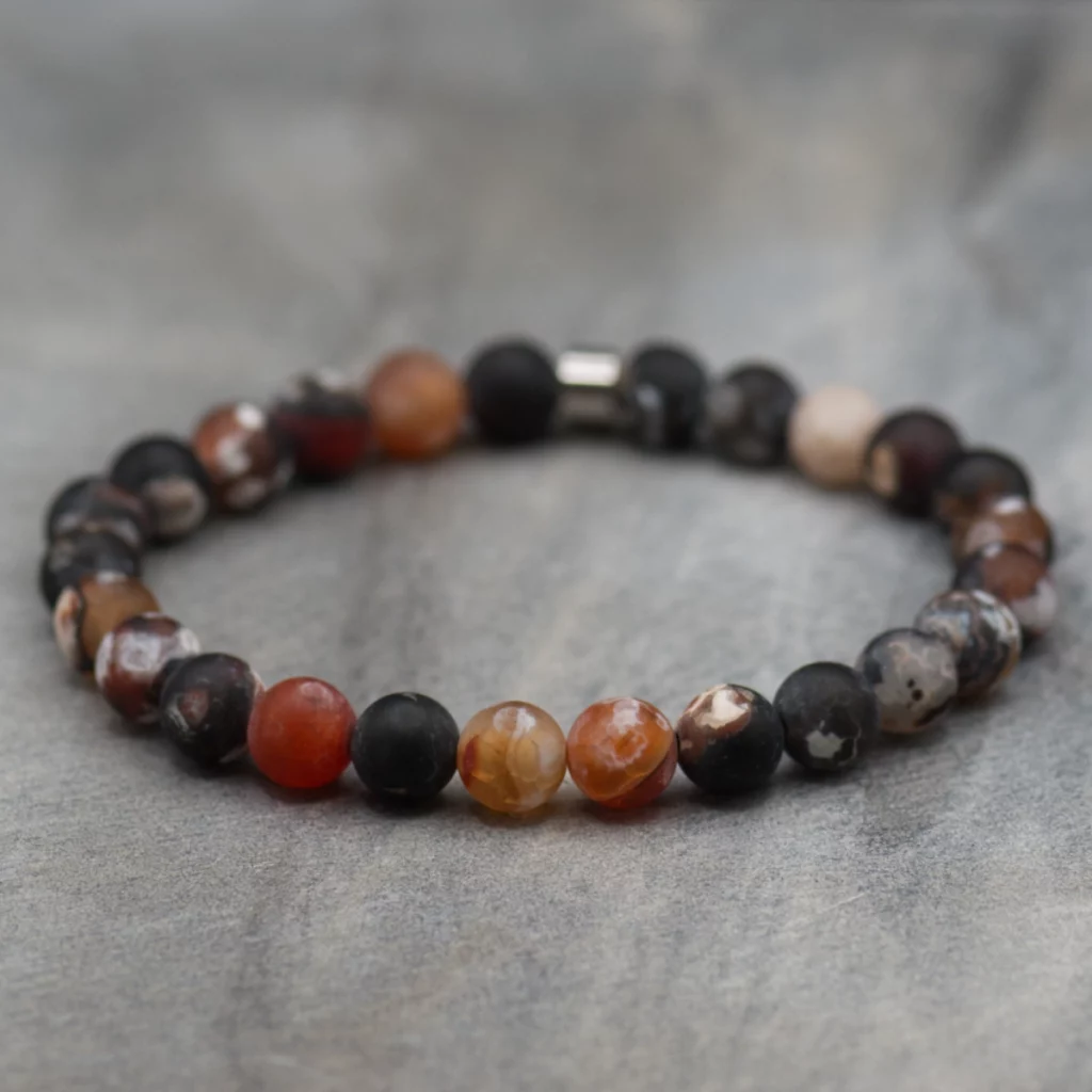 męska brasnoletka z agatu matowego pollygemstudio