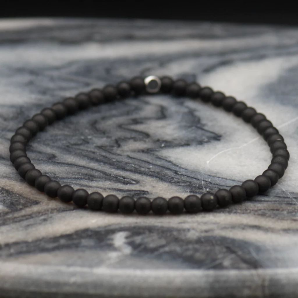 męska brasoletka z hematytem czarnym matowym pollygemstudio