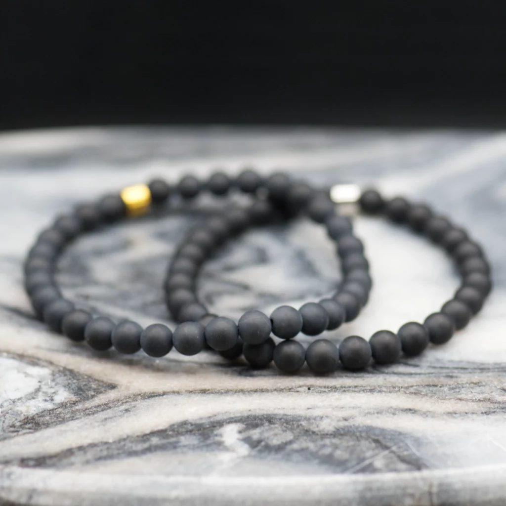 bransoletka męska z matowym hematytem pollygemstudio