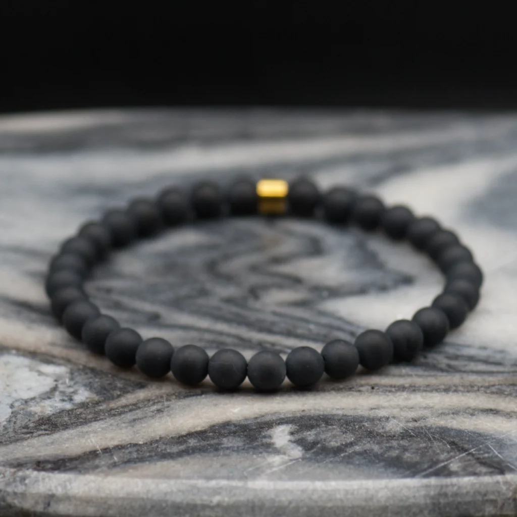 męska bransoletka z onyksem matowym pollygemstudio