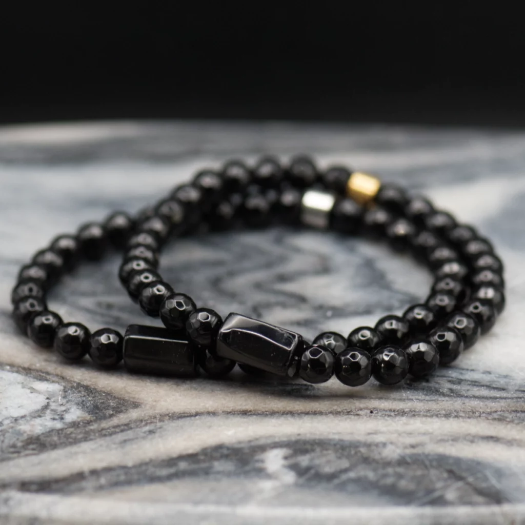 męskie bransoletki z turmalinem i onyksem pollygemstudio