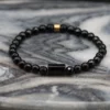 męska bransoletka z czarnym turmalinem z onyksem kamienie naturalne pollygemstudio