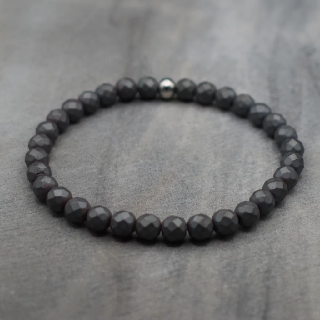 bransoletka męska z hematytem matowym pollygemstudio