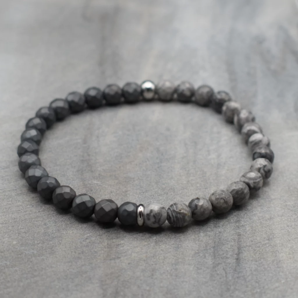 bransoletka męska z jaspisem i hematytem pollygemstudio