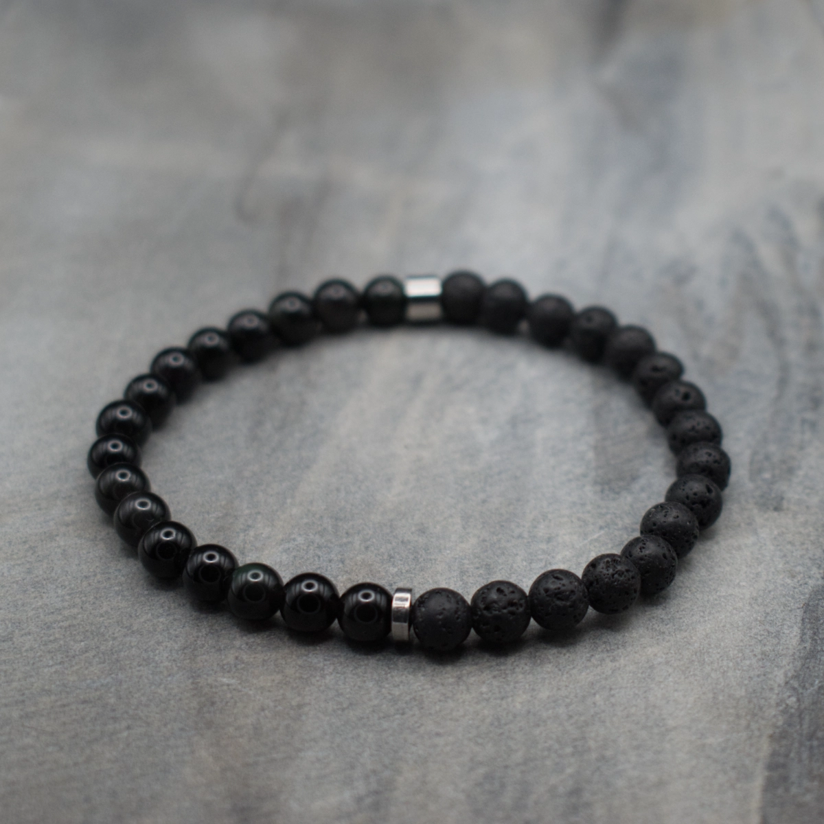 Męska bransoletka z kamieniami naturalnymi - Lawa & Obsydian Tęczowy 1 obsydian tęczowy bransoletka męska z lawą pollygemstudio