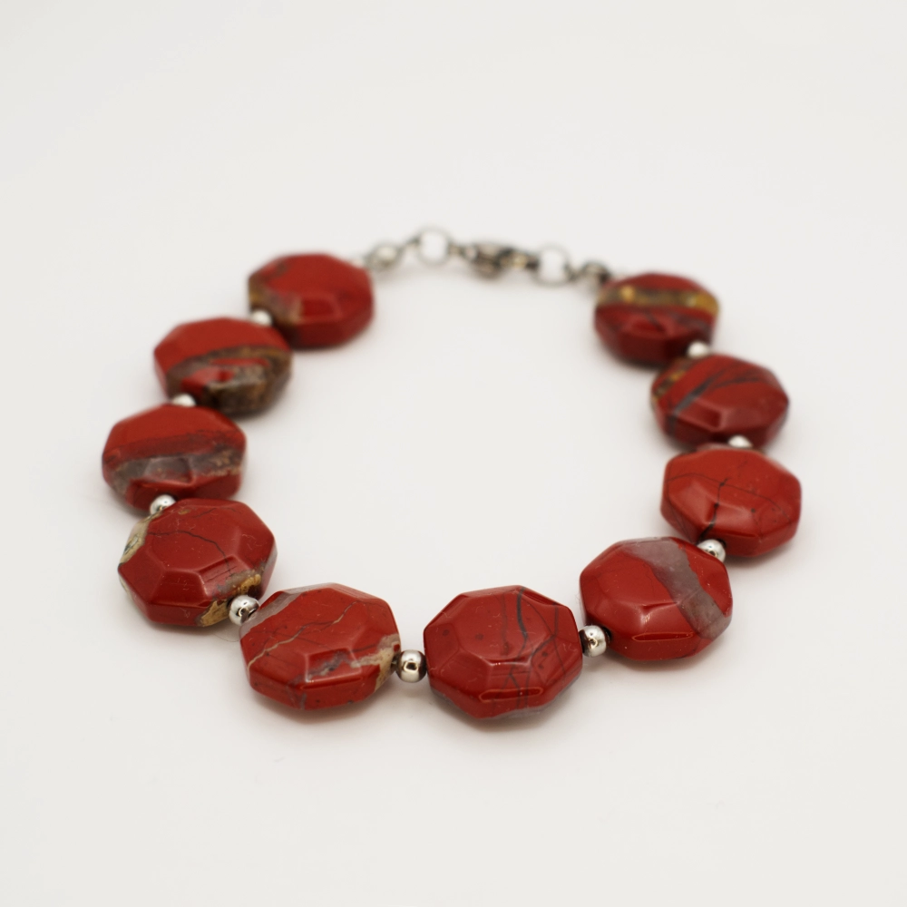 Bransoletka z Jaspisem Czerwonym 20 cm