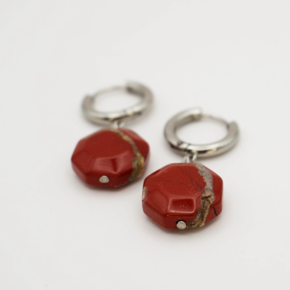 jaspis czerwony kolczyki