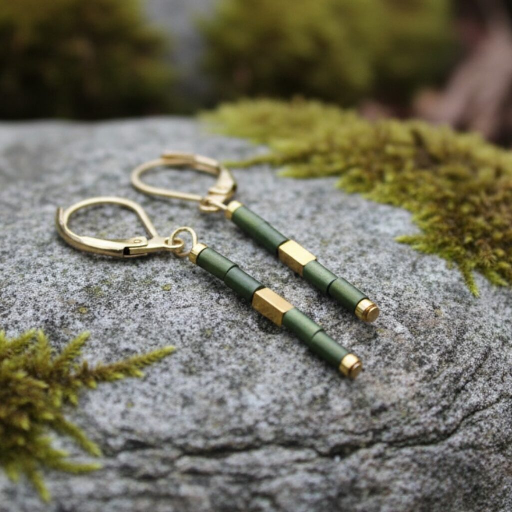 Kolczyki z Hematytem - Delicate Hematyt Green