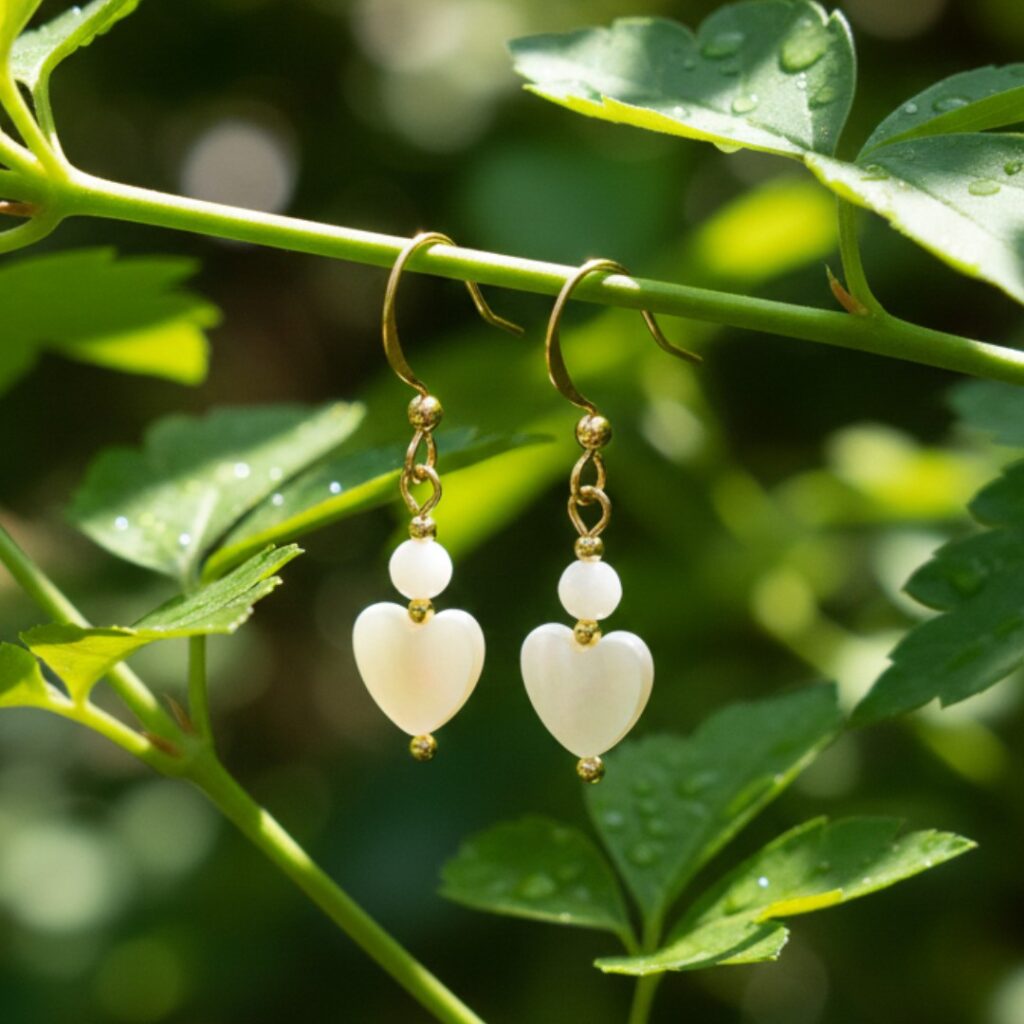 Kolczyki z muszli w kształcie serca - L.O.V.E U 2