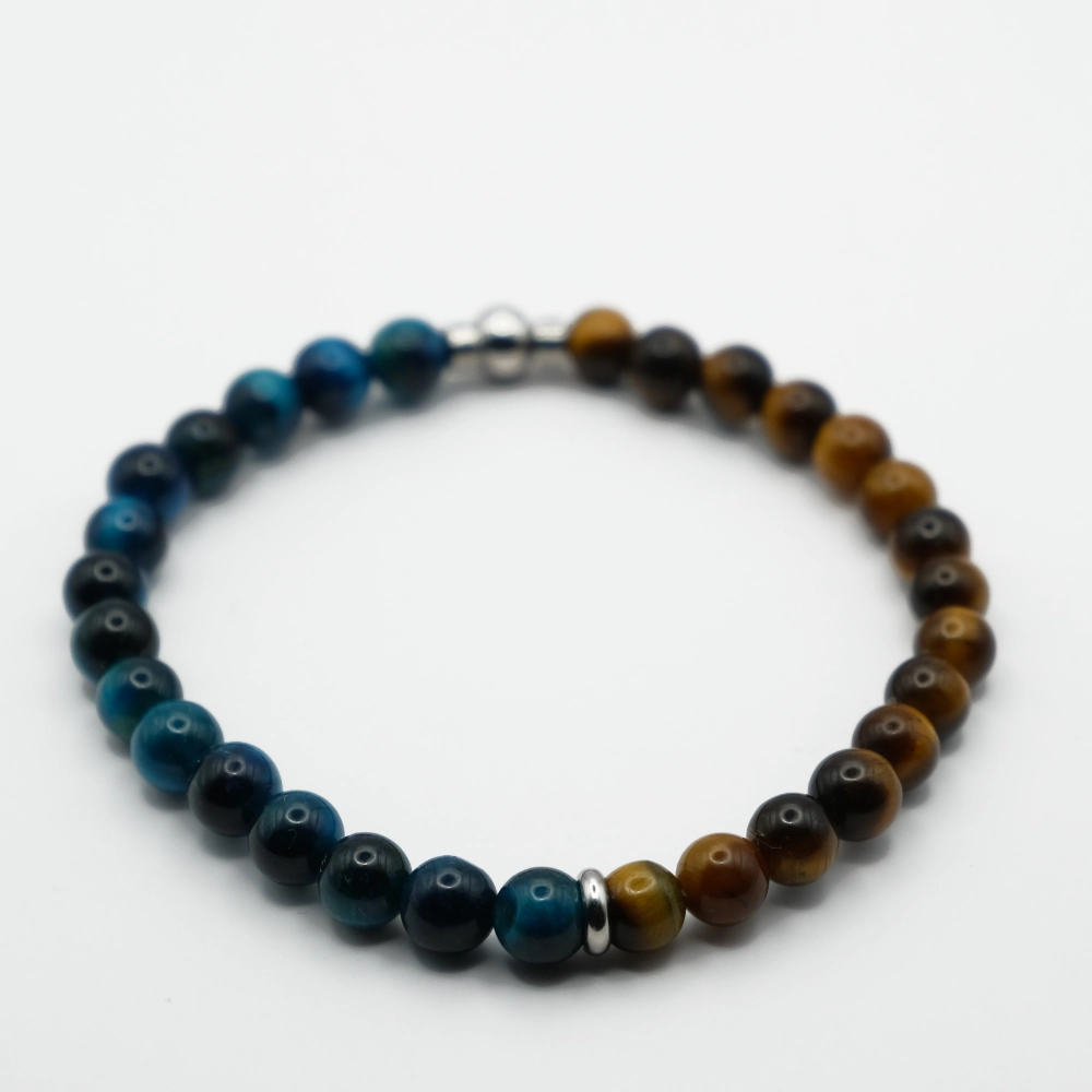 Bransoletka męska tygrysie oko Brown & Blue 6 mm