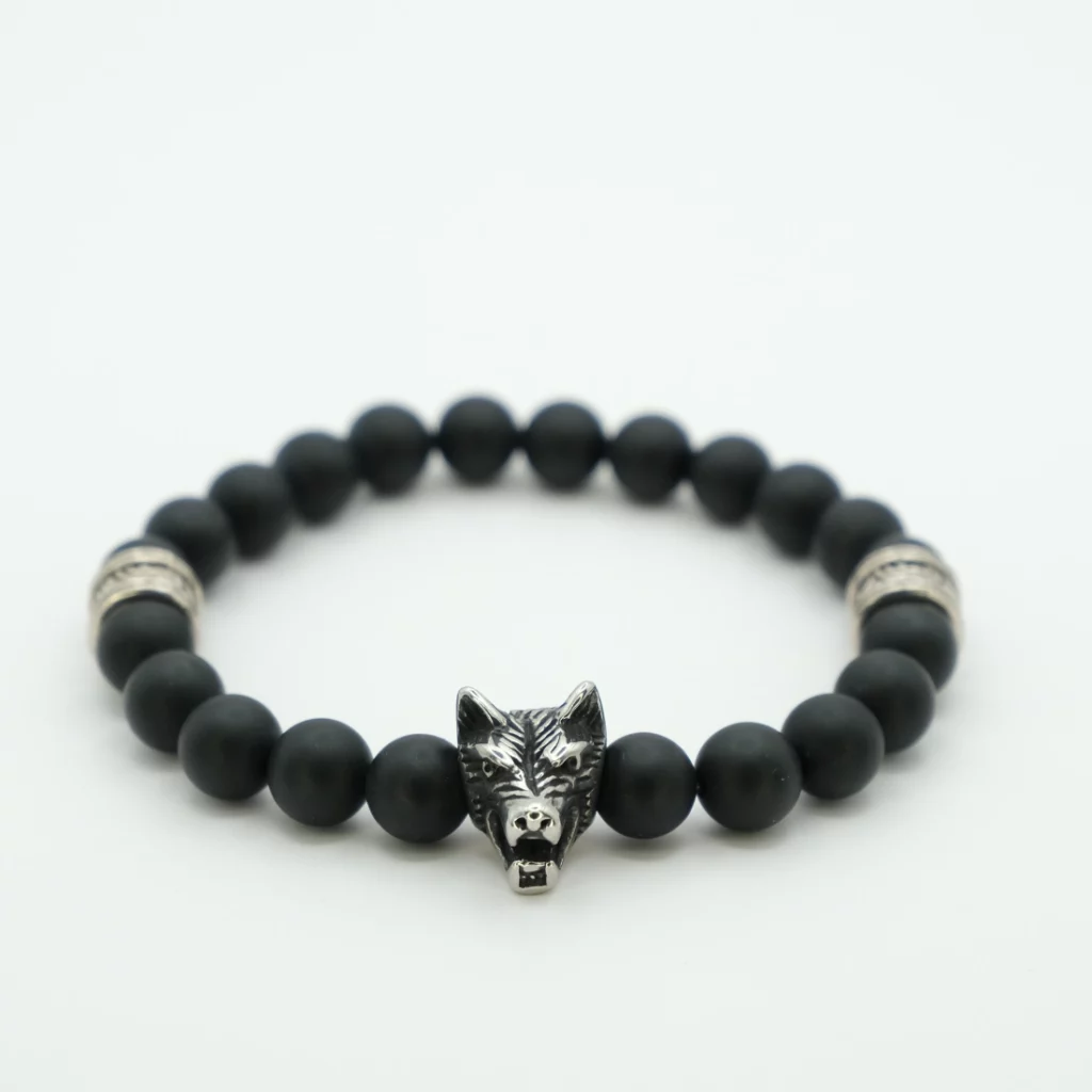 Bransoletka Męska Onyks Matt Wolf 8mm