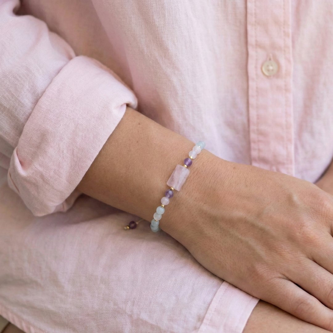 Bransoletka z kamieni naturalnych z Kunzytem na SPOKÓJ 2 Bransoletka z kamieni naturalnych z Kunzytem na SPOKÓJ - obrazek 2