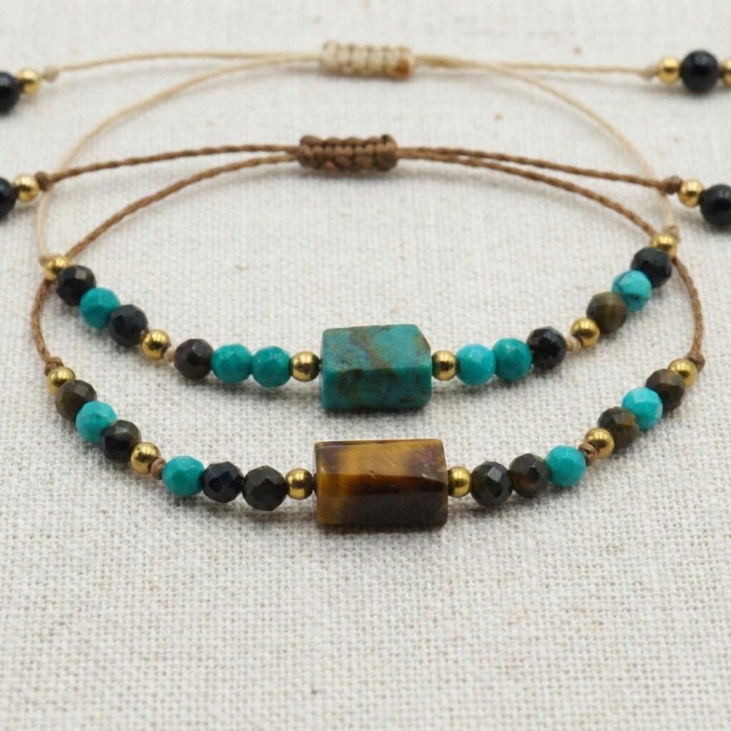 Bransoletka z kamieni naturalnych z Tygrysim okiem na SZCZĘŚCIE