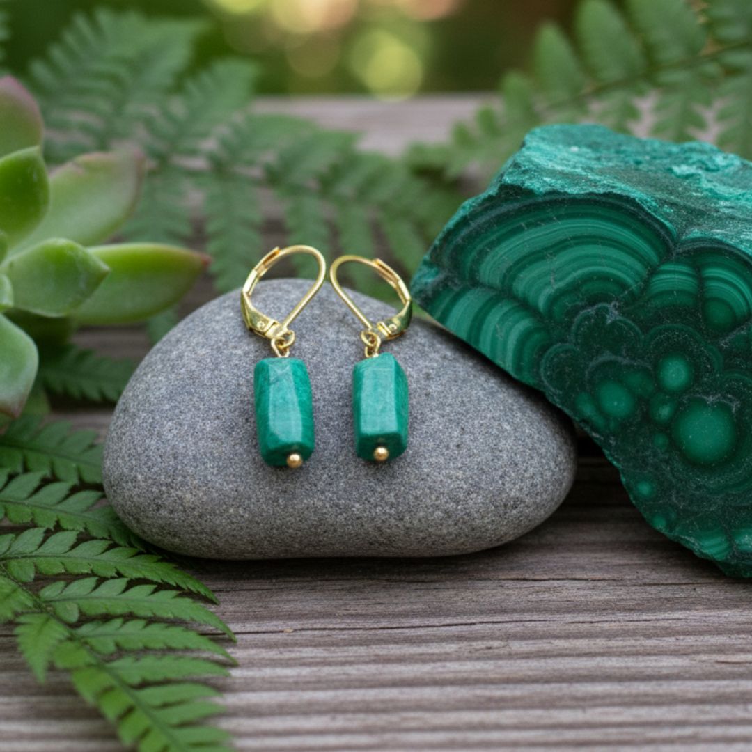 Kolczyki z malachitem 1 Kolczyki z malachitem